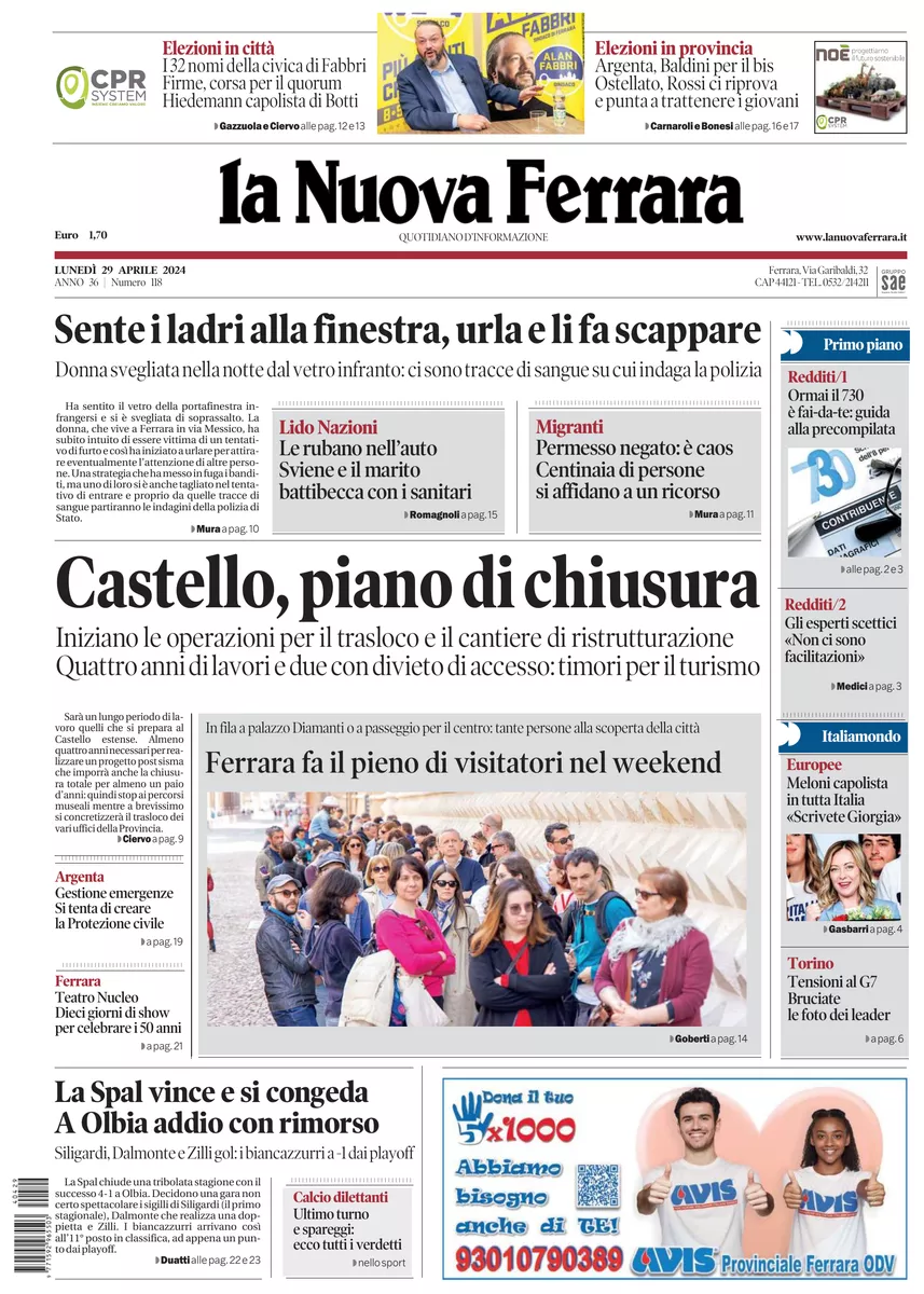 Prima-pagina-nuova ferrara-oggi-edizione-del-2024-04-29